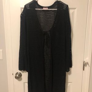 Ladies black crochet knit cover up